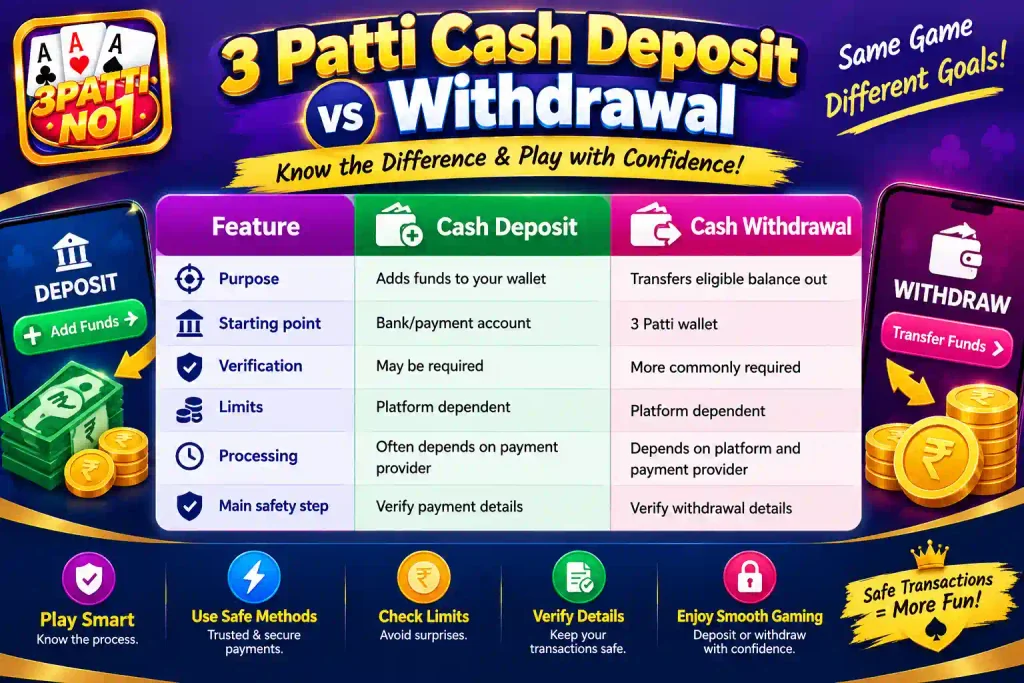 3 Patti Cash Deposit vs Withdrawal