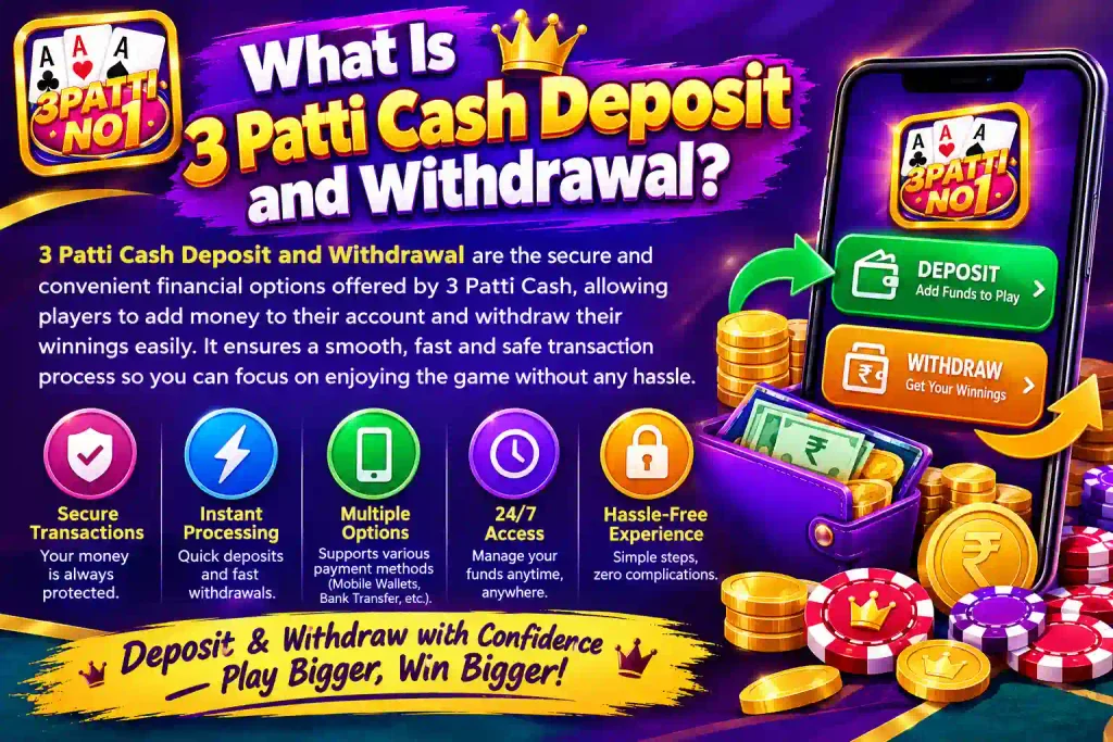 What Is 3 Patti Cash Deposit and Withdrawal